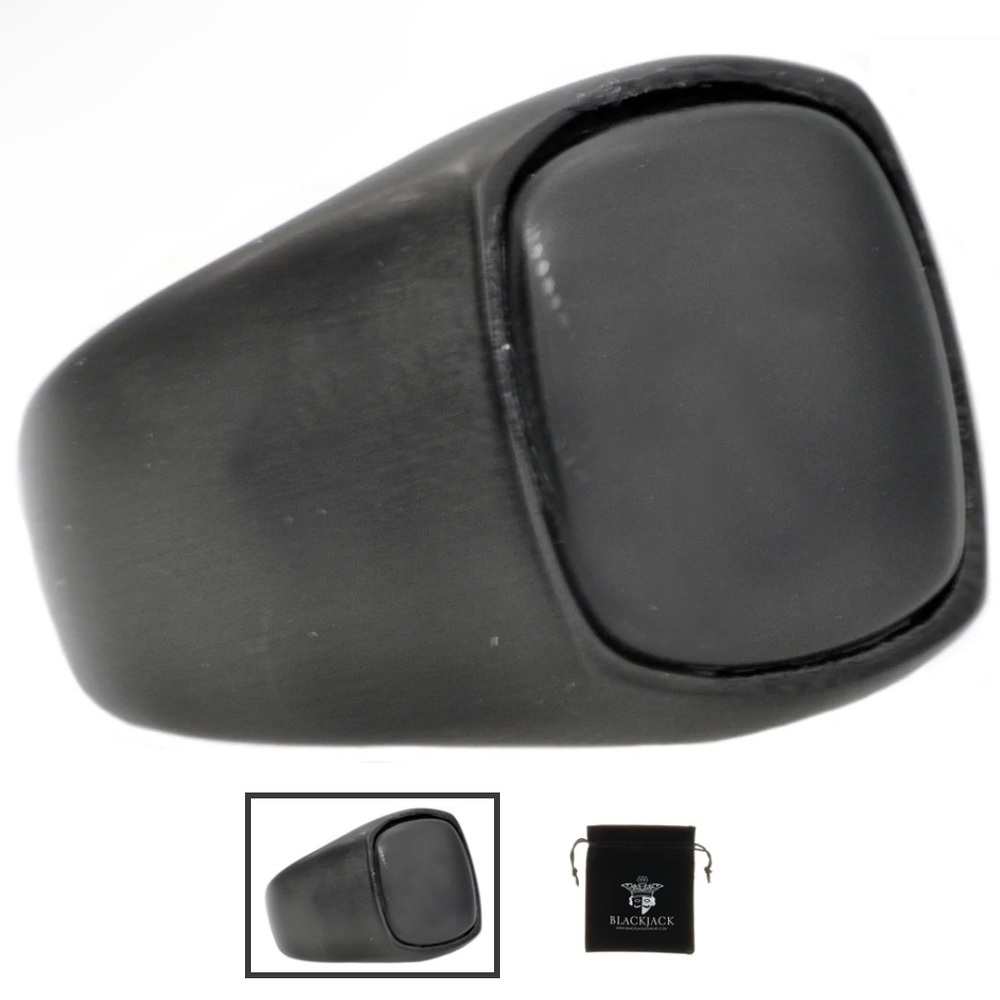 Mens Onyx And Black Stainless Steel Ring